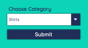 screen shot of custom select; category dropdown and submit button