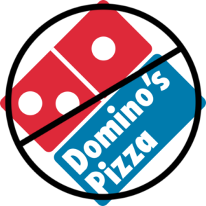 Domino's Pizza logo with line thru it